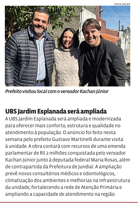 UBS Jardim Esplanada será ampliada