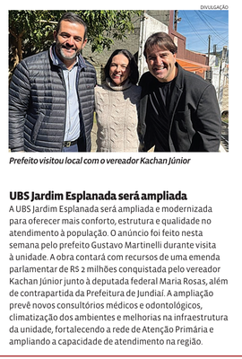 UBS Jardim Esplanada será ampliada