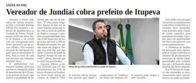 Vereador de Jundiaí cobra prefeito de Itupeva