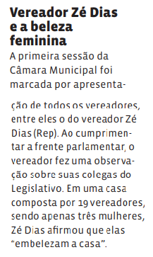 Vereador Zé Dias e a beleza feminina