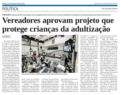 Vereadores aprovam projeto que protege crianças da adultização