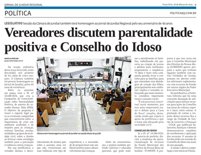 Vereadores discutem parentalidade positiva e Conselho do Idoso
