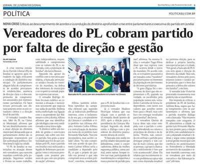 Vereadores do PL cobram partido por falta de direção e gestão