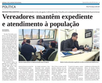 Vereadores mantêm expediente e atendimento à população