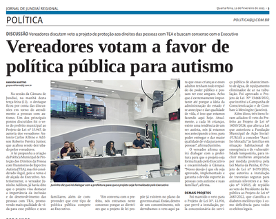 Vereadores votam a favor de política pública para autismo