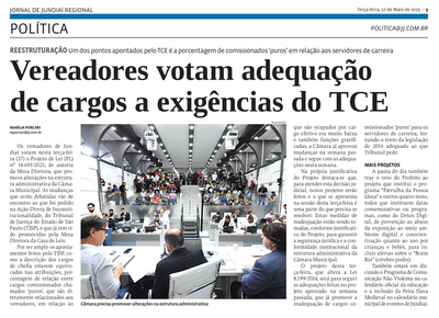 Vereadores votam adequação de cargos a exigências do TCE