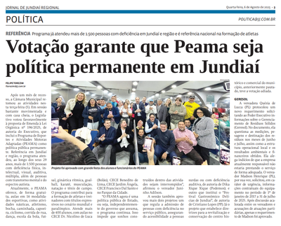 Votação garante que Peama seja política permanente em Jundiaí